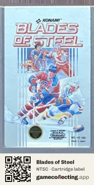 Blades of Steel Nintendo Entertainment System, NTSC cartridge label