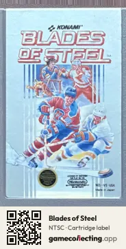 Blades of Steel Nintendo Entertainment System, NTSC cartridge label