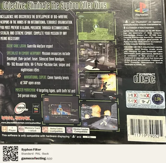 Syphon Filter PlayStation, PAL box back