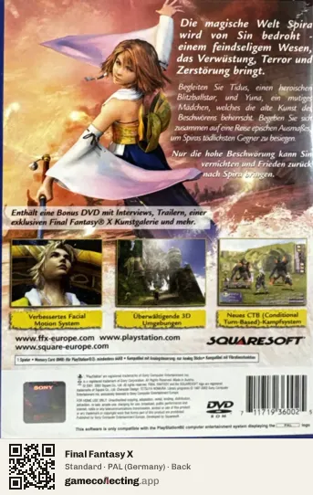 Final Fantasy X PlayStation 2, Germany box back