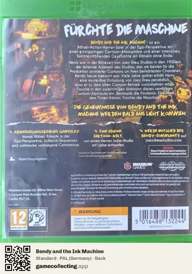 Bendy and the Ink Machine Xbox One, Germany box back