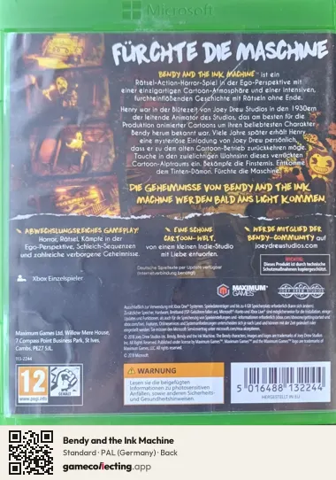 Bendy and the Ink Machine Xbox One, Germany box back
