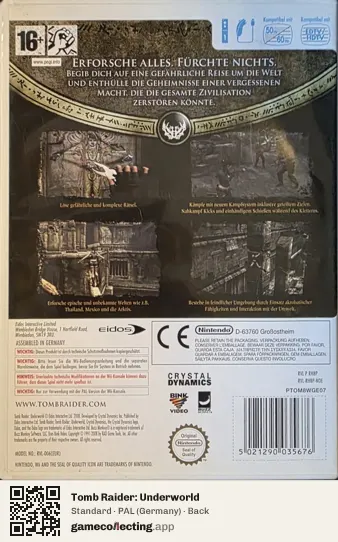 Tomb Raider: Underworld Nintendo Wii, Germany box back
