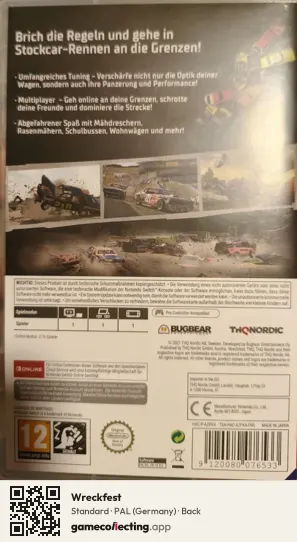 Wreckfest Nintendo Switch, Germany box back