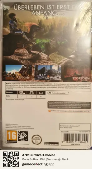 Ark: Survival Evolved Nintendo Switch, Germany box back