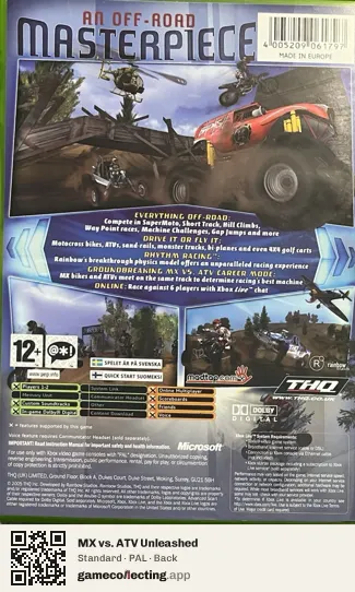 MX vs. ATV Unleashed Xbox, PAL box back