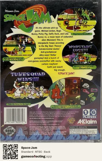Space Jam Sega Saturn, NTSC box back