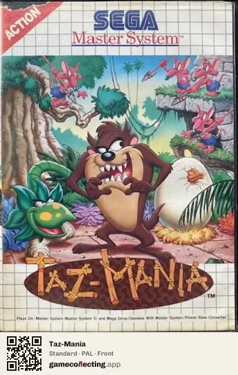 Taz-Mania Sega Master System, PAL box front