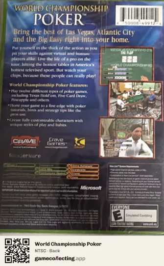 World Championship Poker Xbox, NTSC box back