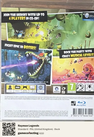 Rayman Legends PlayStation 3, United Kingdom box back