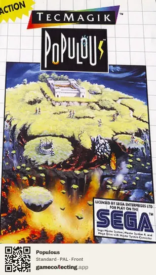 Populous Sega Master System, PAL box front
