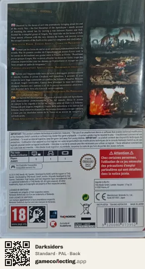 Darksiders Nintendo Switch, PAL box back