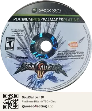 SoulCalibur IV Xbox 360, NTSC disc