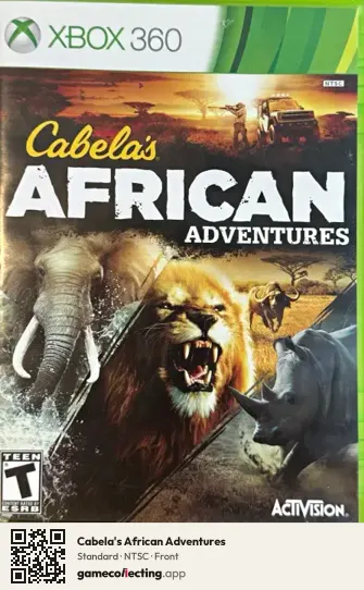 Cabela's African Adventures Xbox 360, NTSC box front