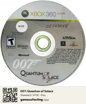 007: Quantum of Solace Xbox 360, NTSC disc