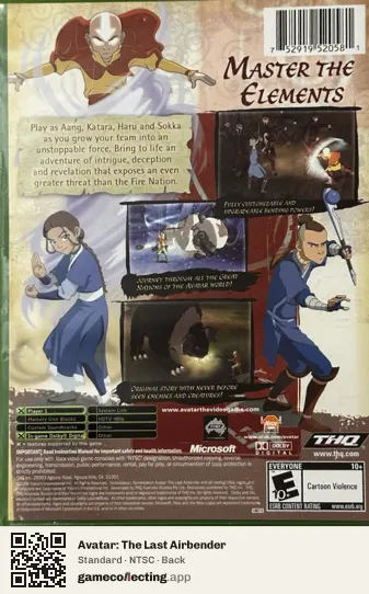 Avatar: The Last Airbender Xbox, NTSC box back