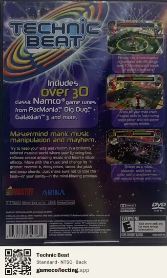 Technic Beat PlayStation 2, NTSC box back