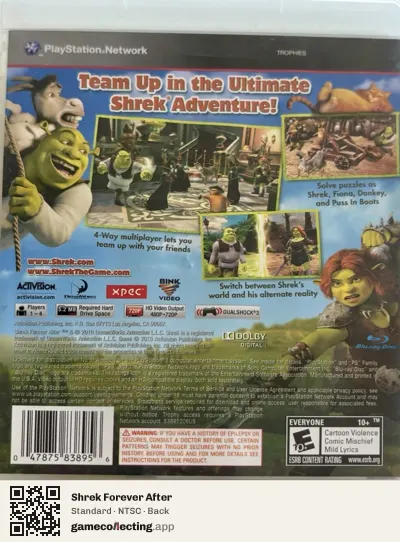 Shrek Forever After PlayStation 3, NTSC box back