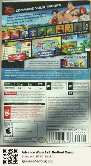 Advance Wars 1+2: Re-Boot Camp Nintendo Switch, NTSC box back