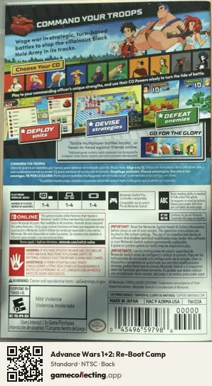 Advance Wars 1+2: Re-Boot Camp Nintendo Switch, NTSC box back