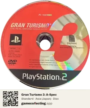 Gran Turismo 3: A-Spec PlayStation 2, Asia disc