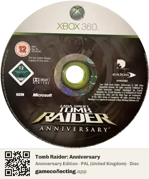Tomb Raider: Anniversary Xbox 360, PAL disc
