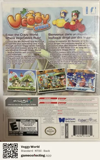 Veggy World Nintendo Wii, NTSC box back
