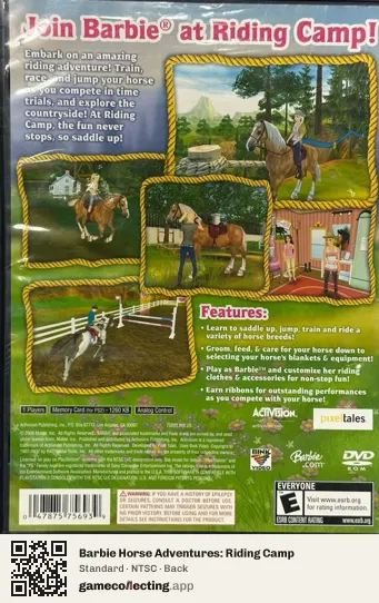 Barbie Horse Adventures: Riding Camp PlayStation 2, NTSC box back