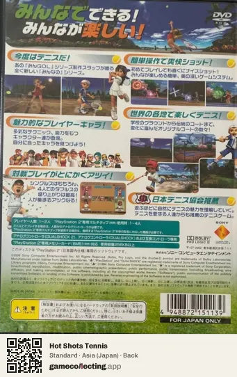 Hot Shots Tennis PlayStation 2, Japan box back