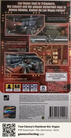 Tom Clancy's Rainbow Six: Vegas PlayStation Portable, Germany box back