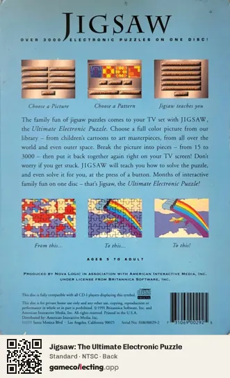 Jigsaw: The Ultimate Electronic Puzzle Philips CD-i, NTSC box back