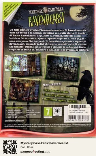 Mystery Case Files: Ravenhearst Computer, PAL box back