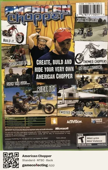 American Chopper Xbox, NTSC box back