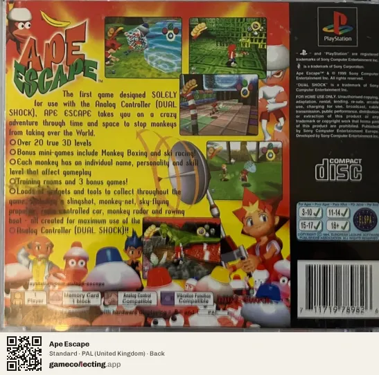 Ape Escape PlayStation, United Kingdom box back