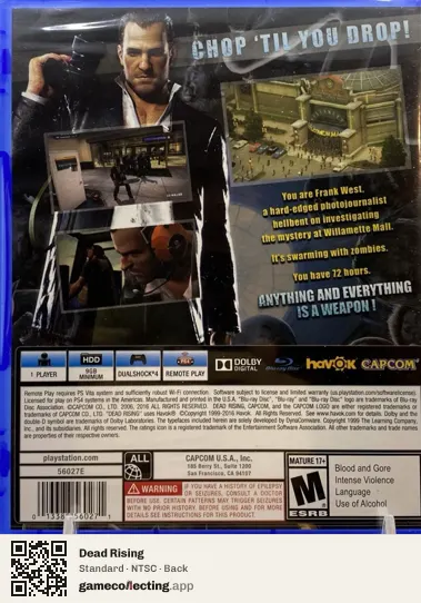 Dead Rising PlayStation 4, NTSC box back