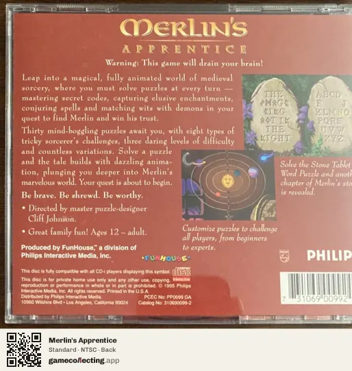 Merlin's Apprentice Philips CD-i, NTSC box back