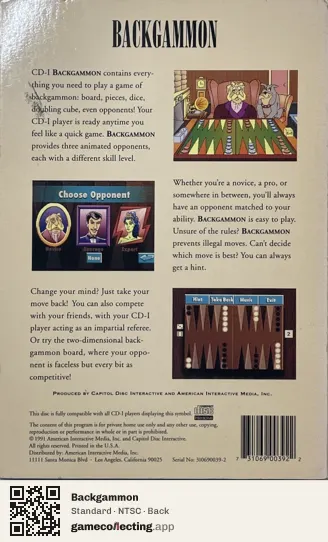 Backgammon Philips CD-i, NTSC box back