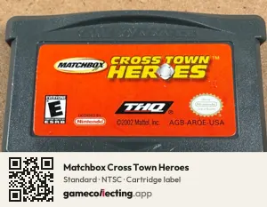 Matchbox Cross Town Heroes Game Boy Advance, NTSC cartridge label