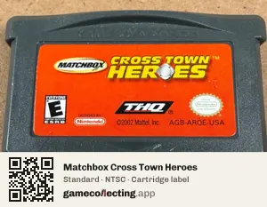 Matchbox Cross Town Heroes Game Boy Advance, NTSC cartridge label