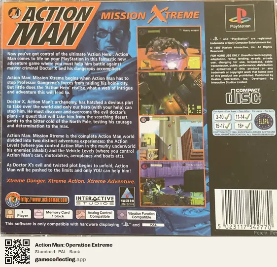 Action Man: Operation Extreme PlayStation, PAL box back