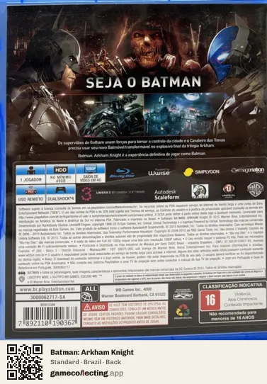 Batman: Arkham Knight PlayStation 4, Brazil box back