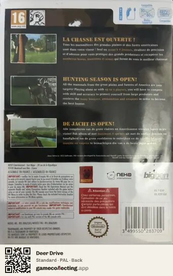 Deer Drive Nintendo Wii, PAL box back