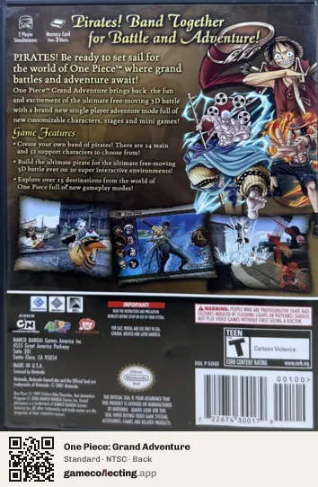 One Piece: Grand Adventure Nintendo GameCube, NTSC box back