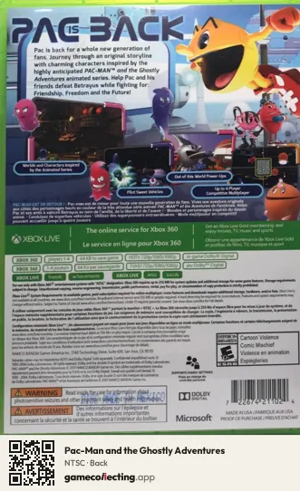 Pac-Man and the Ghostly Adventures Xbox 360, NTSC box back