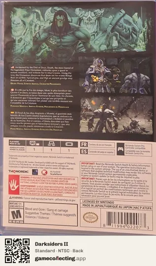Darksiders II Nintendo Switch, NTSC box back