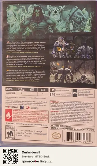 Darksiders II Nintendo Switch, NTSC box back