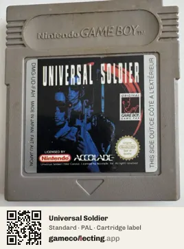Universal Soldier Game Boy, PAL cartridge label