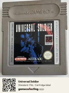 Universal Soldier Game Boy, PAL cartridge label