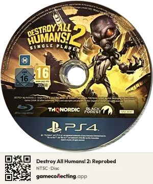 Destroy All Humans! 2: Reprobed PlayStation 4, NTSC disc