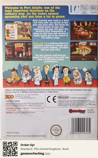 Order Up! Nintendo Wii, United Kingdom box back
